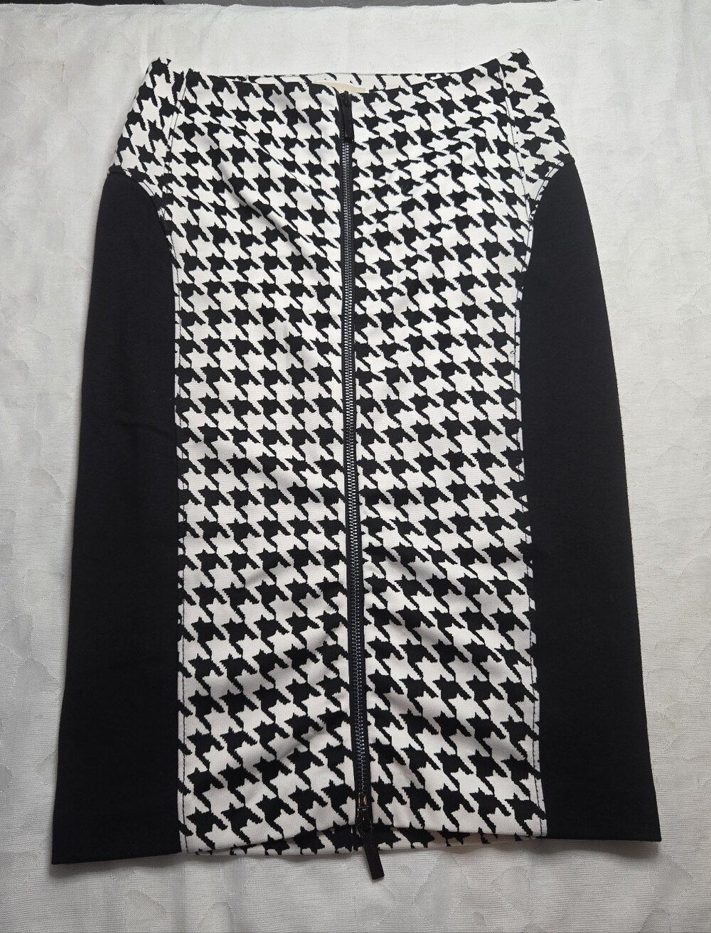 Michael Michael Kors Womens Black White Houndstooth Zipper Front Pencil Skirt 2